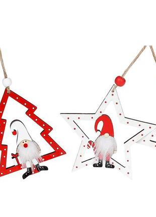 Набір (2шт) новорічних прикрас гноми, 10см, 2 дизайни - 12 шт упаковка товар від виробника1 фото