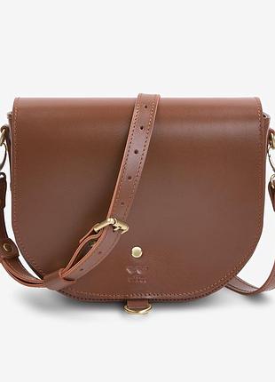 Сумка женская, кросс боди кожаная коньяк ruby l