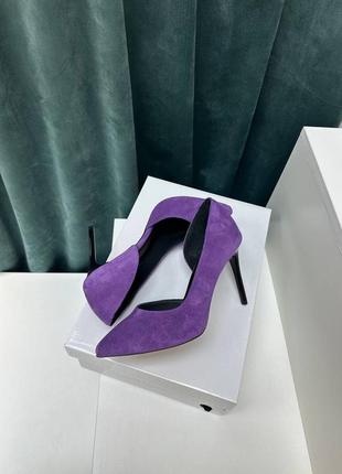 Туфли лодочки на шпильке фиолетовые 35-41 натуральная замша