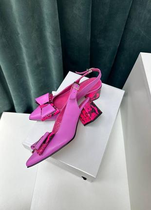Дизайнерські жіночі туфлі з відкритою пʼятою натуральна шкіра