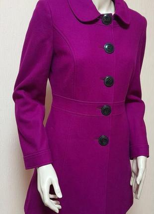 Шикарное шерстяное пальто малинового цвета с добавлением вискозы dorothy perkins4 фото