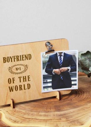 Доска для фото "boyfriend №1 of the world" с зажимом "kg"3 фото