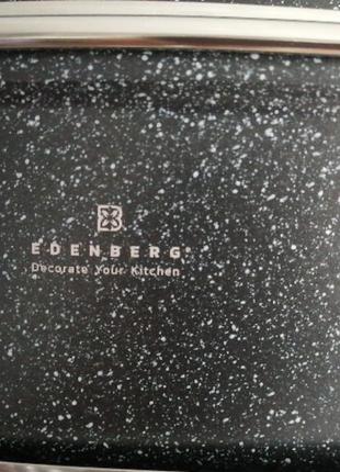 Кастрюля котел edenberg 6,5 л eb-8115 с мраморным покрытием и стеклянной крышкой черный.7 фото