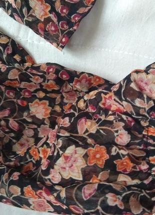Летняя короткая блузочка в цветы stradivarius4 фото