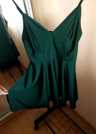 Темно-зеленое мини платье urban outfitters1 фото