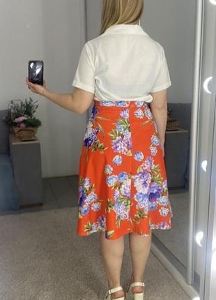 Яркая юбка-миди в цветочный принт No463max10 фото