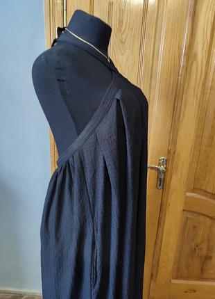 Трендовий комбінезон - плаття зав'язка на шиї, відкрита спина широка штанина батал фактурний матеріал7 фото
