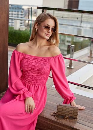 Сукня жіноча довга міді гарна однотонна святкова нарядна базова повсякденна рожева чорна синя зелена демісезонна весняна на весну платя