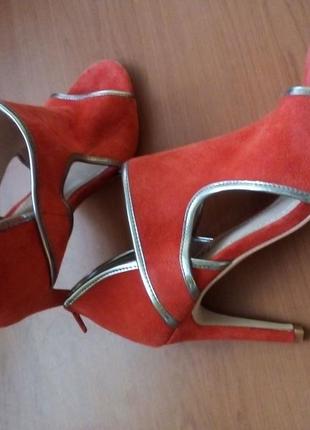 Заиски французские minelli красные босоножки на каблуке 39-39,5 размер5 фото