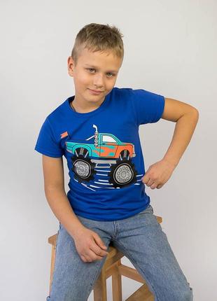 Бавовняна стильна футболка для хлопчиків з принтом5 фото