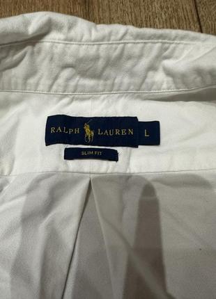 Рубашка рубашка науральная оригинал ralph lauren белая базовая slim fit4 фото