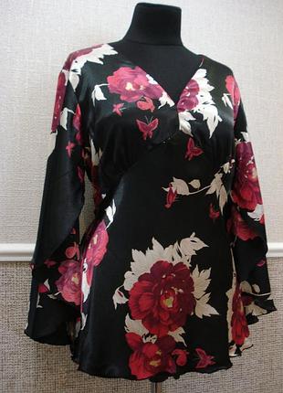 Атласная летняя кофточка нарядная блузка с длиным рукавом большого размера 18( xxxl)1 фото