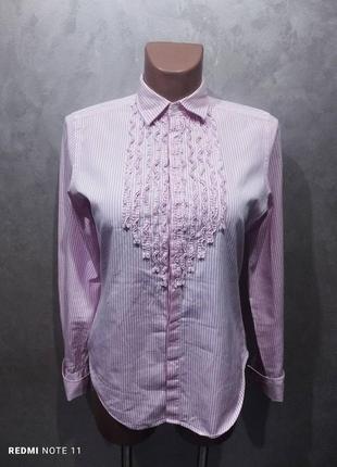 Качественная элегантная хлопковая рубашка люксового американского бренда ralph lauren1 фото