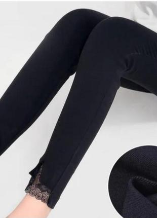 Новые черные леггинсы,брюки, кружево2 фото
