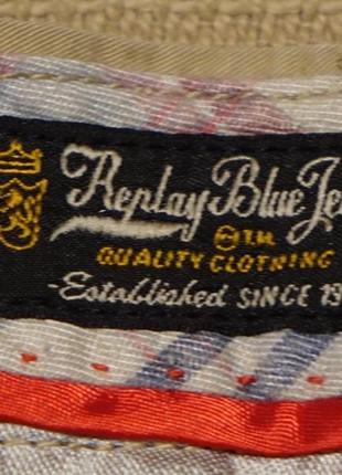 Плотные мягкие бежевые х/б брюки replay blue jeans италия 25 р.5 фото