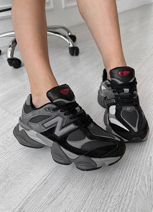 Жіночі кросівки new balance 9060 black grey нью беланс чорного з сірим кольорів