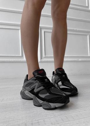 Стильні жіночі та чоловічі кросівки new balance 9060 black grey чорні6 фото