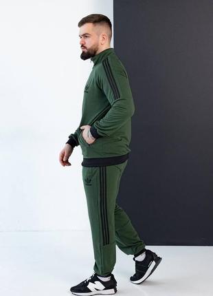 Мужской винтажный спортивный костюм хаки мужественный спортивный трикотажный костюм adidas2 фото