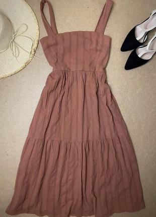 Женское легкое платье в коричневом цвете2 фото