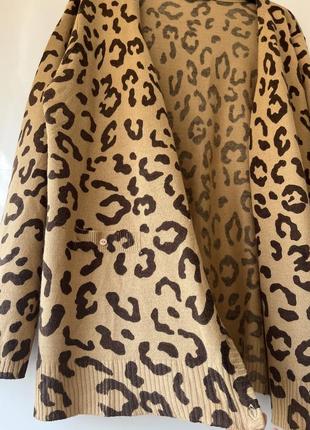 Кардиган светр акриловий світло коричневий animal принт la mode1 фото