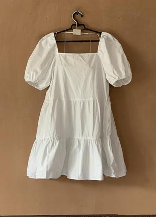 Платье белья белого цвета размер m l 50 натуральная ткань коттон