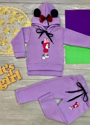 Дитячий теплий костюм на флісі для дівчинки