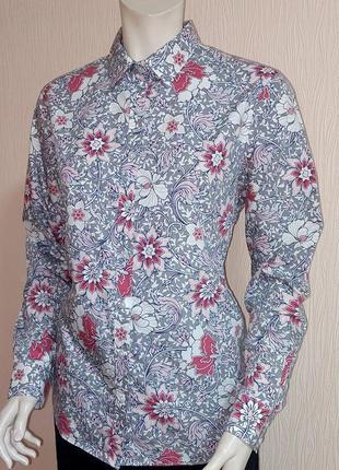 Шикарная рубашка в цветочный принт lands' end supima cotton non iron made in indonesia4 фото