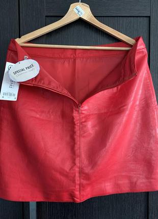 Красная юбка # искусственная кожа # размер m-l3 фото