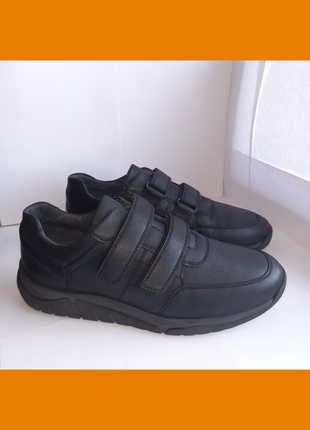 Кожаные кроссовки waldlaufer / немецкого производства / оригинал / черные кроссовки на липучках на широкую ногу