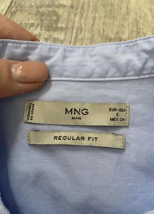 Новая мужская голубая рубашка mango man regular fit размер s 44 100% хлопок7 фото