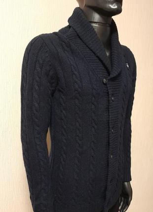 Шерстяной свитер / кофта тёмно - синего цвета g - star raw shawl cardigan, оригинал8 фото