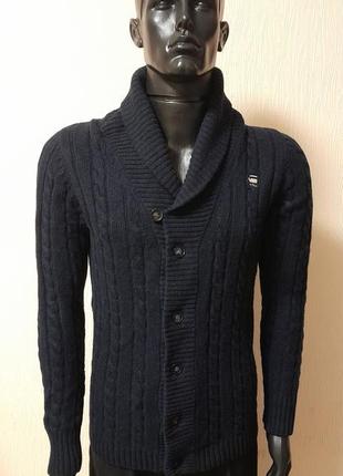 Шерстяной свитер / кофта тёмно - синего цвета g - star raw shawl cardigan, оригинал5 фото