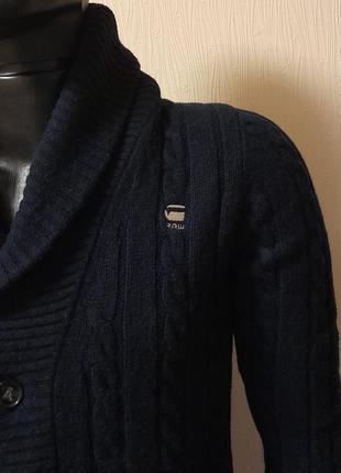 Шерстяной свитер / кофта тёмно - синего цвета g - star raw shawl cardigan, оригинал7 фото