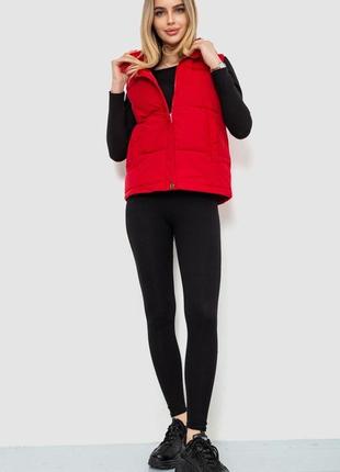 Женский красный жилет с капюшоном1 фото