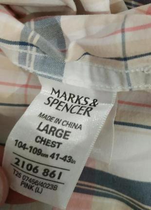 Исключительного качества хлопковая рубашка в клетку известного английского бренда marks &amp; spencer5 фото
