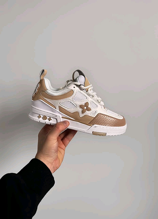 Жіночі кросівки lv skate sneaker beige white