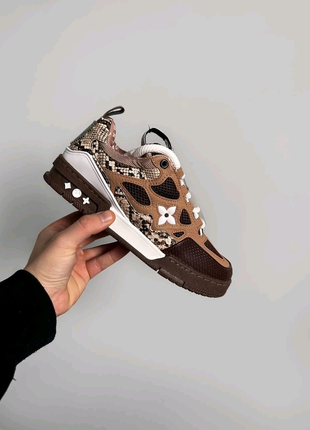 Чоловічі кросівки lv skate sneaker brown “snakeskin”