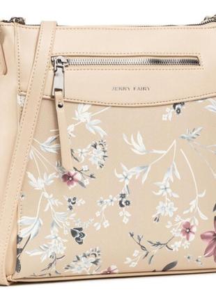 Бежевая сумка через плечо jenny fairy в цветочный принт1 фото