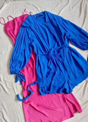 Костюм кимоно рубашка оверсайз и шорты на завязках с поясом льняной лен2 фото