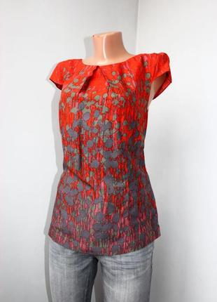 Блуза в градуированный интересный принт кирпичный коралл-серый графит, 12/401 фото