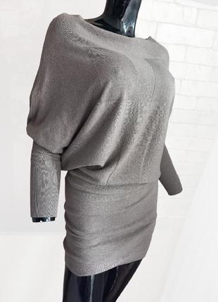 Шерсть с кашимиром стильная туника свитер миниплатье