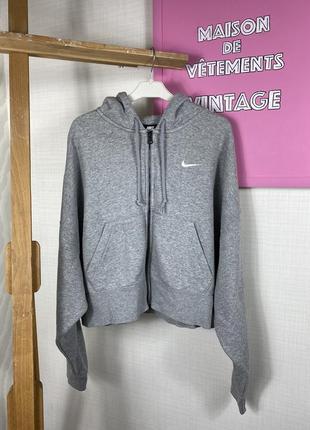 Nike худі зіп zip swoosh кофта сіра жіноча оверсайз лого свуш кроп nsw swsh базова спортивна tech найк