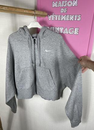 Nike худи соп zip swoosh кофта серая женская оверсайз лого свиш кроп nsw swsh базовая спортивная tech найк2 фото