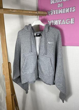 Nike худі зіп zip swoosh кофта сіра жіноча оверсайз лого свуш кроп nsw swsh базова спортивна tech найк4 фото