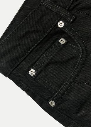Джинсы zara, джинси zw collection straight-leg mid-rise зі стразами zara, черные ровные джинсы zara6 фото