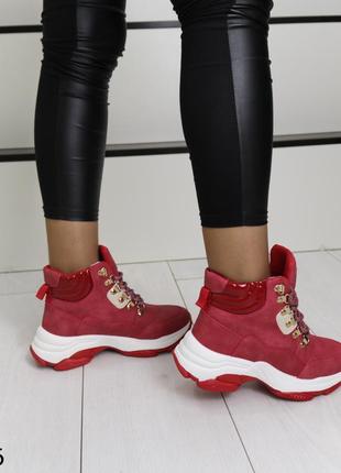 Ботинки женские красные6 фото