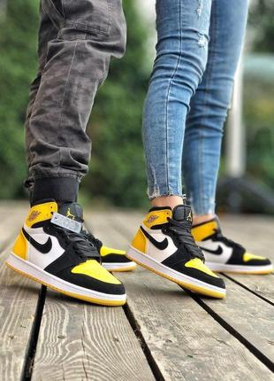 Air jordan 1 black white best sale yellow