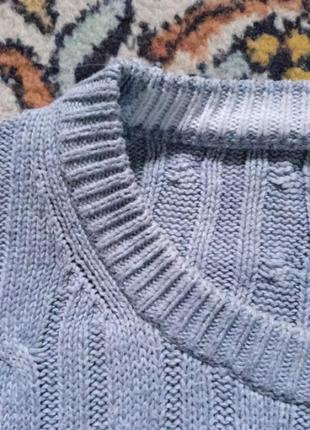 Женский брендовый коттоновый свитер джемпер вязаный косами серого цвета прямого кроя классика jack wills размера s4 фото