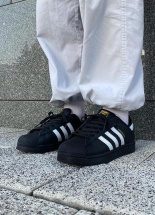 Женские кроссовки adidas superstar black/кроссовки адедав суперстары6 фото