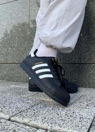 Женские кроссовки adidas superstar black/кроссовки адедав суперстары9 фото